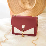 Small Messenger Bag New Sweet And Cute Cat Tassel Decoration Chain One Shoulder Small Square Bag Casual Messenger Bag - EX-STOCK CANADA