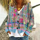 New Christmas Abstract Flowers Printing Sweater Fashion Casual Short Cardigan Coat Womens Clothing - EX-STOCK CANADA