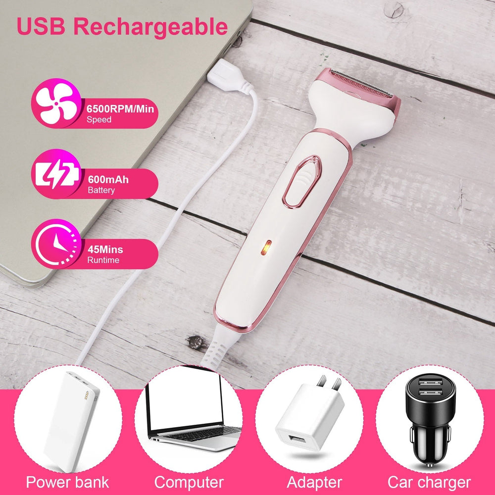 1Pc 4 In 1 Electric Razor For Women Painless Grooming Kit Rechargeable Eyebrow Nose Hair Pubic Hair Bikini Trimmer Face Shaver EX-STOCK