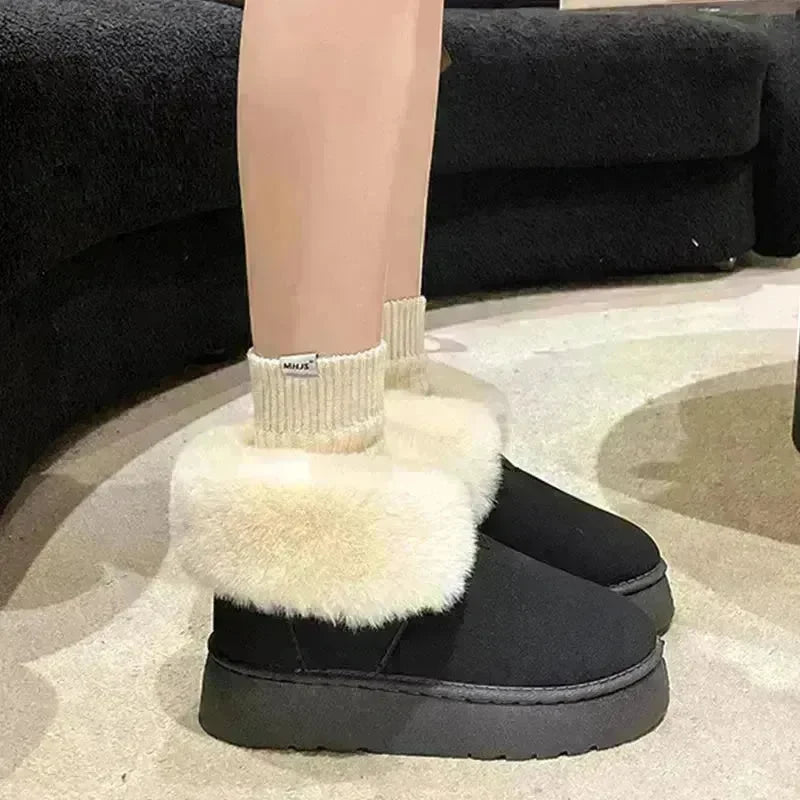 Winter Warm Snow Boots New Fashion Foldable Fleece Cotton Shoes For Women Plus Velvet And Thickened Plush Ankle Boots - EX-STOCK CANADA