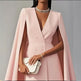 Women's Elegant Solid Color V Neck Double-Breasted Cape Blazer Dress Spring & Summer Party Banquet Outfit EX-STOCK