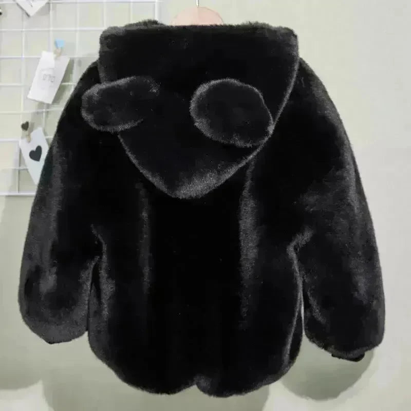 Autumn Winter Thickening Children's Cartoon Fur Hoodie Jacket - EX-STOCK CANADA