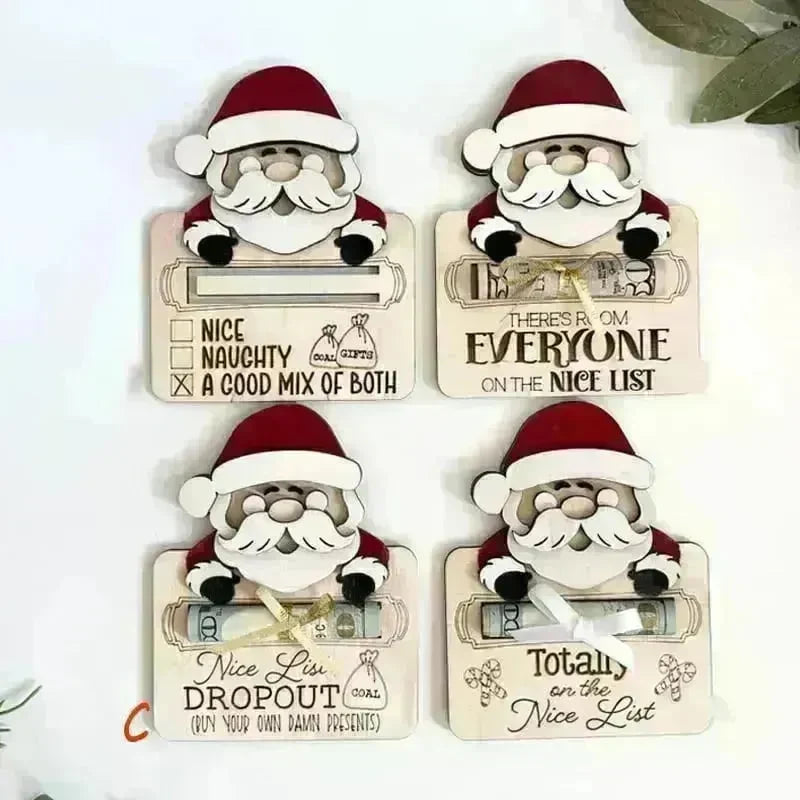 Wooden Cute Santa Claus Cash And Gifts Card Clamp Creative Christmas Decoration Ornaments - EX-STOCK CANADA