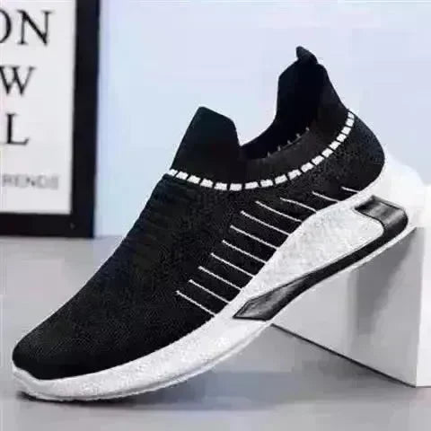 Fashion Mesh Sock Shoes With Striped Design Men Outdoor Breathable Slip-on Sneakers Casual Lightweight Running Sports Shoes - EX-STOCK CANADA
