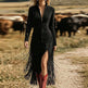 Women's Zip-Front Western Fringe Dress – Red, Black