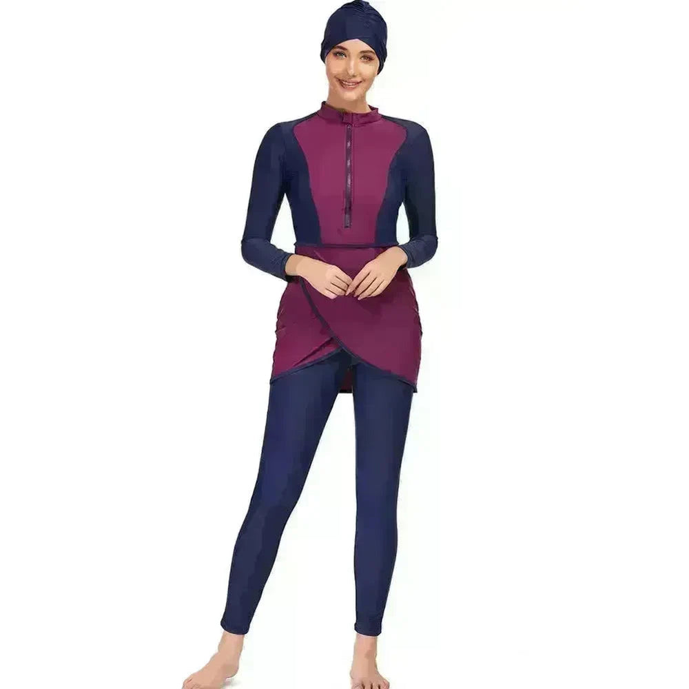 ArabSwimsuit Long-sleeved Trousers Three-piece Set Conservative Sun Protection With Chest Pad EX-STOCK