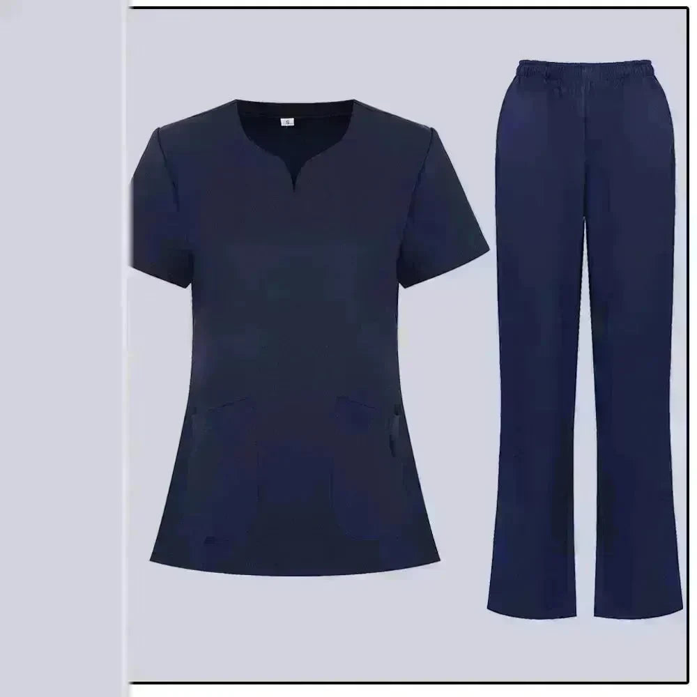 Women Nurse Uniform Female Hospital Nurse Costume V Neck Top Pants Set Nursing Uniforms Women Scrubs Set for Beauty Salon Massaging Workwear - EX-STOCK CANADA