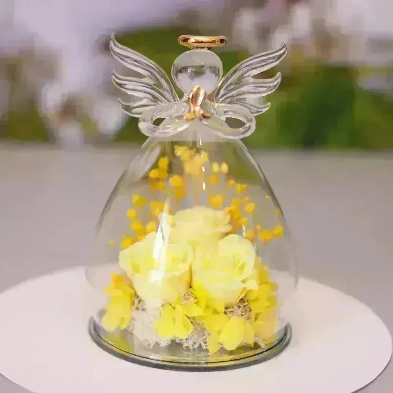 Eternal Flower Gift Box Angel Glass Cover Dried Rose Gift Box For Christmas New Year Valentine's Day Home Decor - EX-STOCK CANADA