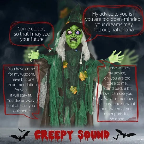 Size Outdoor Halloween Decoration Witch, Animated Prop Decor With Sound And Motion Activated, Light Up Eyes, Creepy Sound EX-STOCK Canada 