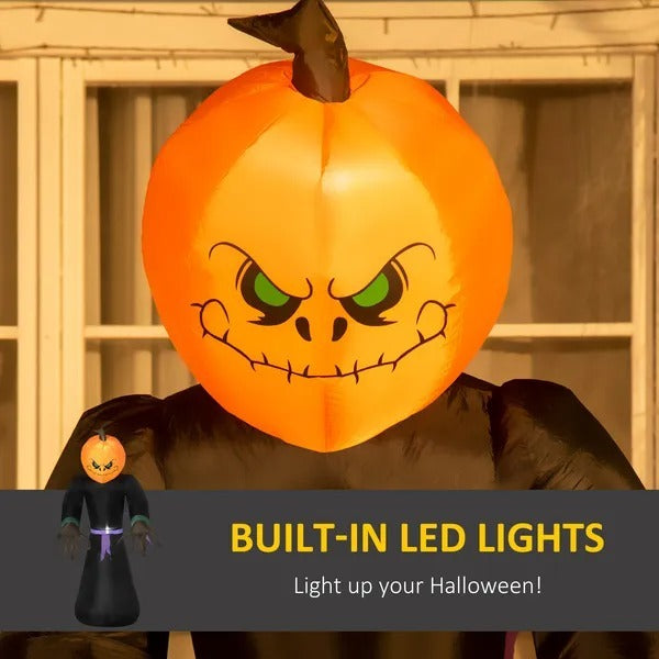 7ft Inflatable Halloween Decoration Pumpkin Reaper, Blow-Up Outdoor LED Yard Display With Lights For Garden, Party, Holiday EX-STOCK Canada 