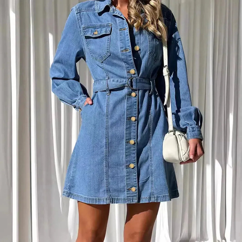 Fashion Casual Button Denim Dress Women - EX-STOCK CANADA