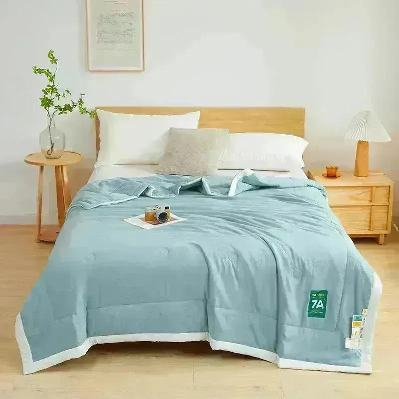 Washable Raw Cotton Summer Cooling Quilt Sage duvet cover - EX-STOCK CANADA