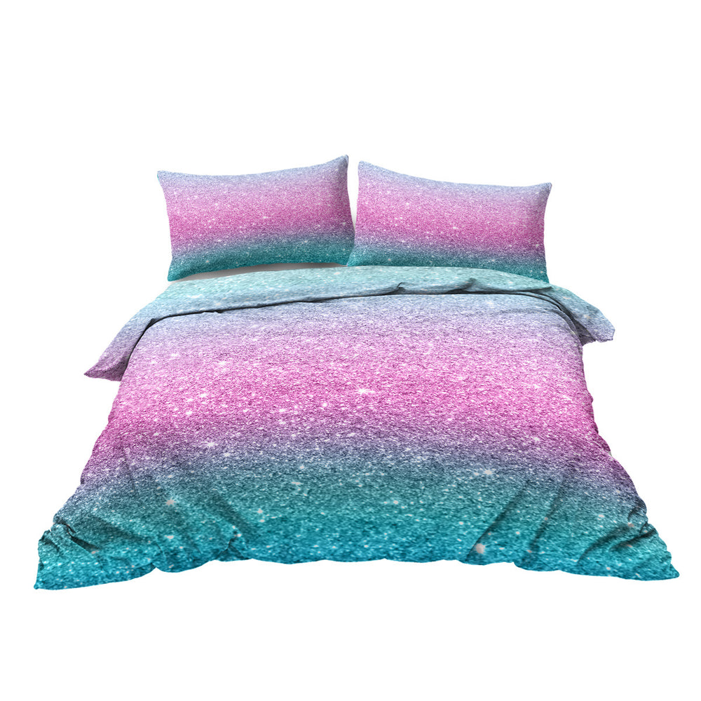 Girly Duvet Cover Rainbow Glitter Ombre Bedding Sets 3 Pcs Chic  Purple Blue Green Pastel Bed Spreads Sparkle Quilt Cover Set With 2 Pillow Shams EX-STOCK Canada 