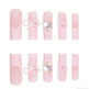 24 PCS Bowbowknot Nail Art, Long Length Long Water Pipe Fake Nails,Square Head Nail Tips False Nail EX-STOCK Canada 