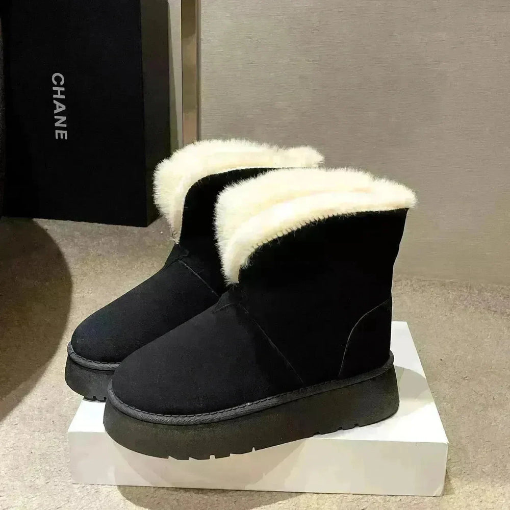 Winter Warm Snow Boots New Fashion Foldable Fleece Cotton Shoes For Women Plus Velvet And Thickened Plush Ankle Boots - EX-STOCK CANADA