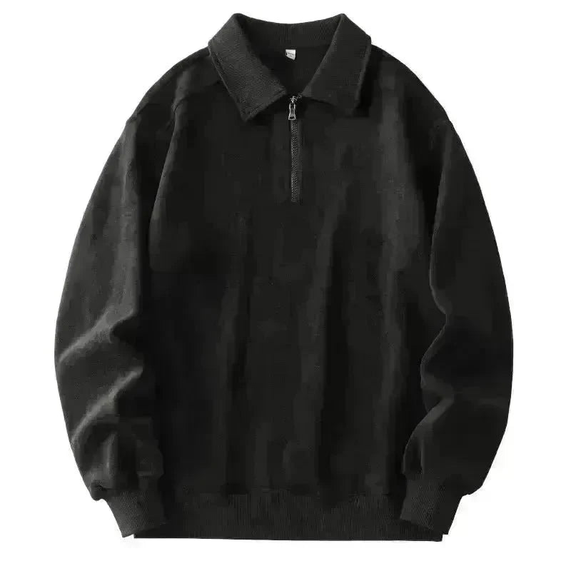 Autumn Winter Fashion Lapel Half-zip fleece Sweatshirt Pullover tops for Men - EX-STOCK CANADA