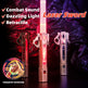 Giocattolo Spada Laser LED Retrattile con Effetti Sonori – 7 Colori RGB, Ricaricabile via USB-C, Prop per Cosplay con Spinner Manuale per Bambini