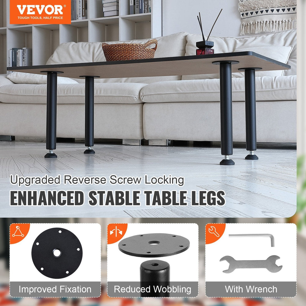 16 Inch Adjustable Desk Legs, Reinforced Steel Office Table Furniture Legs Set Of 4 For DIY, 1200 Lbs Load Capacity Heavy Duty Desk Legs, Quick Instalation Legs With Adjustable Foot Cup Black EX-STOCK