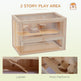 2-Tier Hamster Habitat Openable Top Front Door Shelf Ladder Stable Fir Wood Frame Nature Wood EX-STOCK