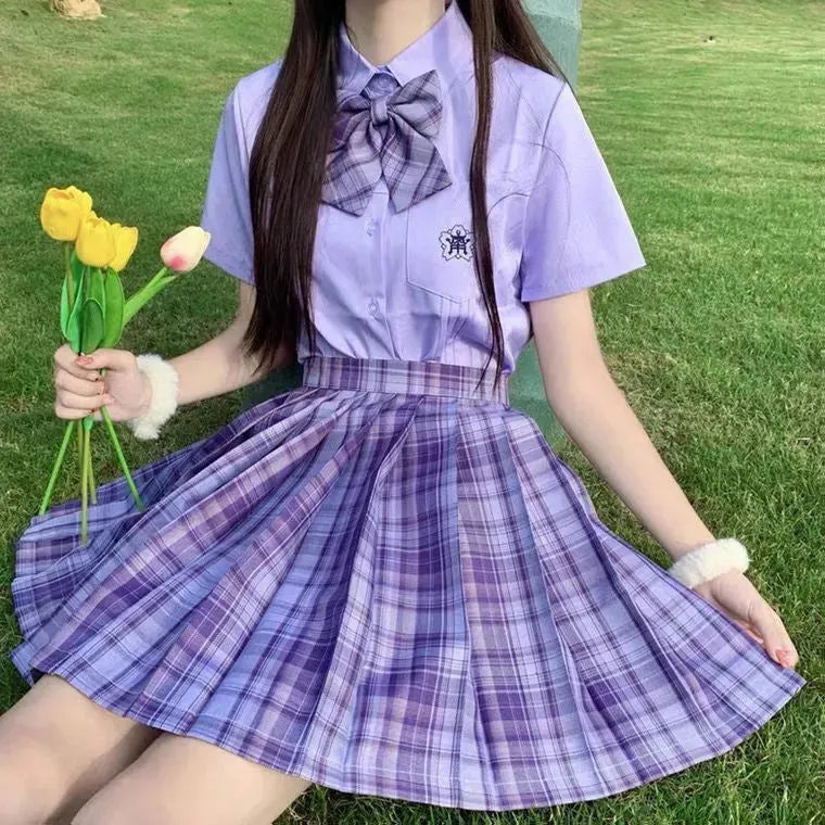 Student Jk Plaid Skirt Preppy Style Mini Pleated  Kilt Skirt - EX-STOCK CANADA
