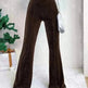 High Waist Lamp Wick Corduroy Bell-bottom Pants Wide Leg Women - EX-STOCK CANADA