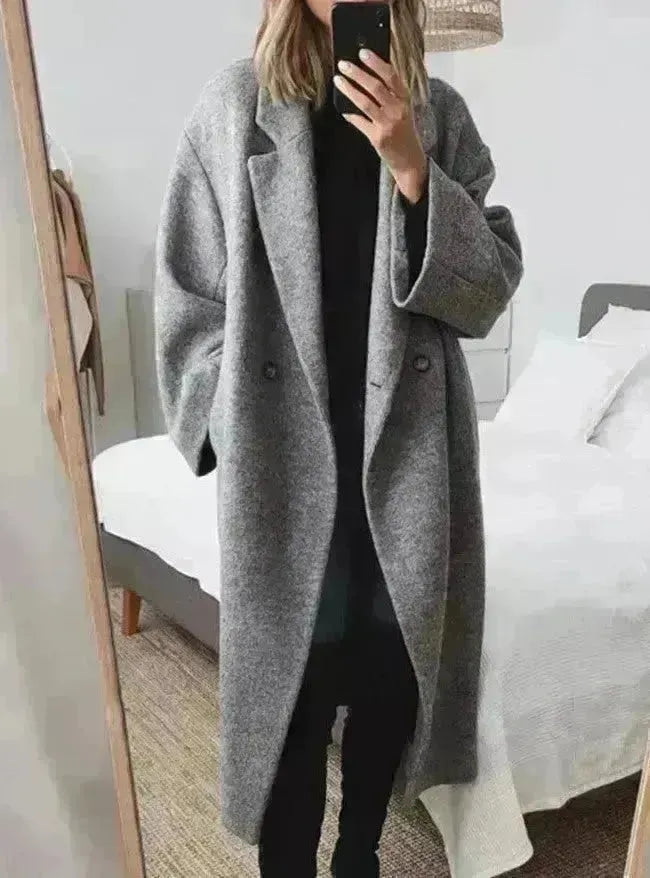 Buy Fall Winter long wool trench coat for women Cashmere trench coat