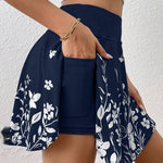 Women's Floral High-Waist Skort – Built-In Shorts, Pockets, 8 Colours | XS–XXL