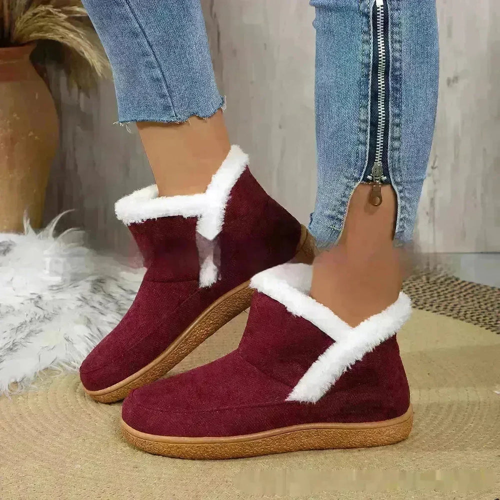 Insulated Cotton-padded Boot Shoes  Flat Bottom Solid Color Fleece Lined perfect for winter - EX-STOCK CANADA