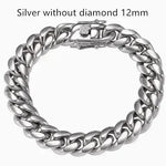 Men's Cuban Link Chain Titanium Steel Silver Bracelet