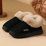 Zapatillas de algodón de felpa para mujeres Boteras de nieve al aire libre para mujeres.