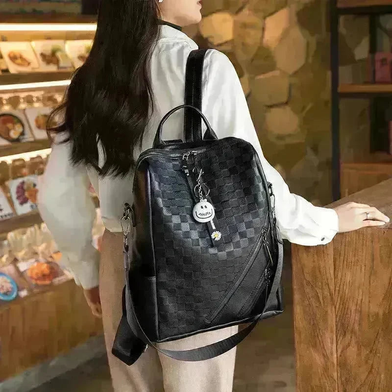 Fashion Checkerboard Backpack Casual Shoulder Bag All-match Shopping Travel Bags For Women - EX-STOCK CANADA