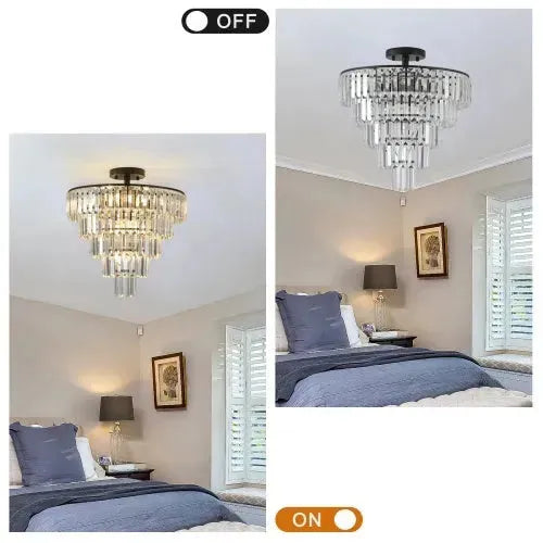 Large Black Crystal Chandelier, Contemporary Style Chandelier, Dining Room, Living Room, Bedroom - Bulb Not Included - EX-STOCK CANADA