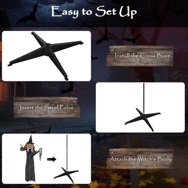 Animatronics Standing Witch, Voice-Activated Prop With Skull Staff & Flashing Eyes, Easy Setup Indoor, Orange EX-STOCK Canada 