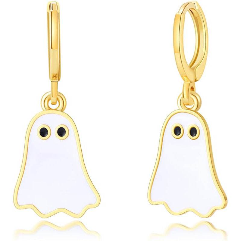 Halloween Ghost Earrings For Women Gold Ghost Huggie Hoop Earrings Halloween Jewelry Cute BOO Halloween Earrings EX-STOCK