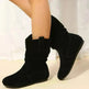 Round Toe Flat Boots Fashion Solid Color Suede Mid-calf Boot Winter Warm Shoes For Women - EX-STOCK CANADA