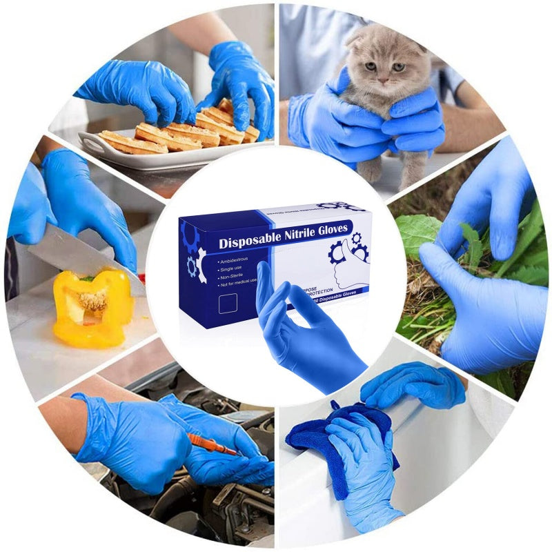 Nitrile Disposable Exam Glove Multipurpose Gloves Latex-Free,100pcs,Blue,Medium 