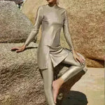 Pure Color Long-sleeved Trousers Fully Surrounded Conservative Beach Surfing Sunscreen ArabSwimsuit EX-STOCK