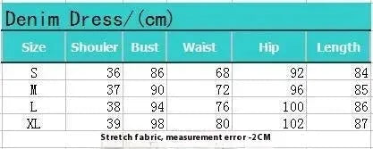 Stretch Mid Length Retro jeans Slim Single-breasted button down short sleeve Denim Dress - EX-STOCK CANADA