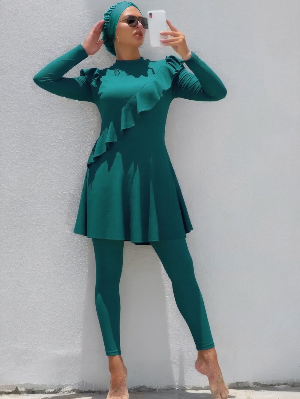 ملابس سباحة للمسلمات بأكمام طويلة، فستان سباحة طويل، وشورت سباحة طويل، طقم من قطعتين EX-STOCK Canada