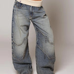 Loose-fitting Straight-leg Jeans With Pockets Fashion Casual Trousers Street-style Pants Women's Clothing 