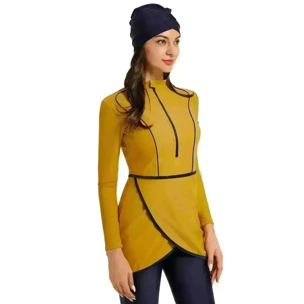 ArabSwimsuit Long-sleeved Trousers Three-piece Set Conservative Sun Protection With Chest Pad EX-STOCK