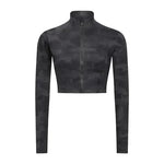 Autumn And Winter New Elastic Slim-fit High neck Zip Up Yoga crop top