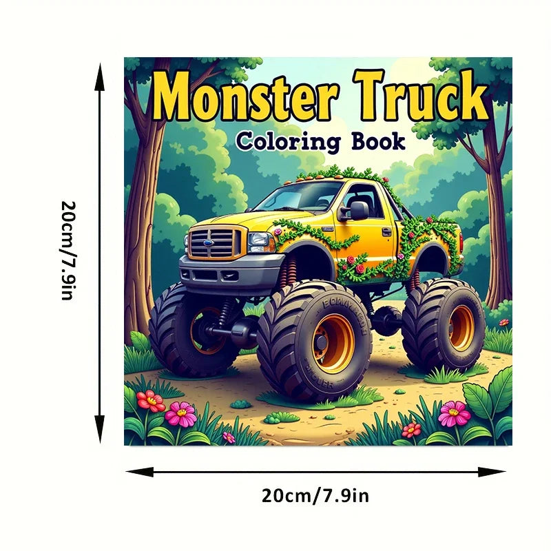 Monster Truck Coloring Book for Kids & Adults – 28 Pages Stress Relief Colouring Book | 20×20cm 2