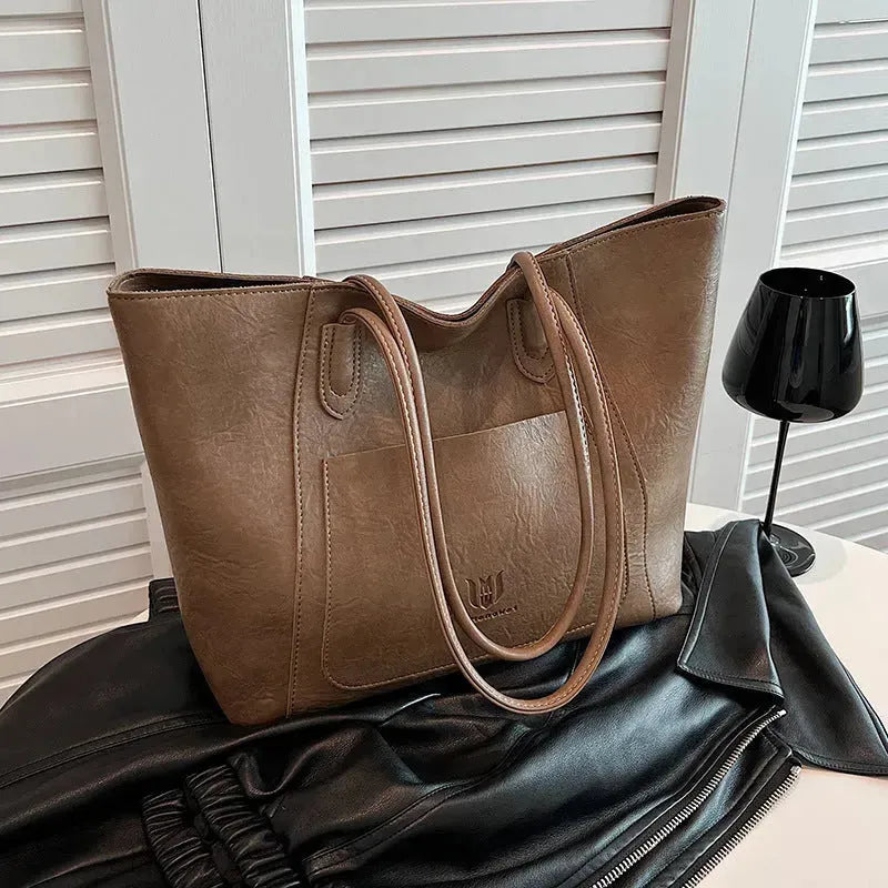 Tote de la classe de texture du sac à épaule rétro décontracté