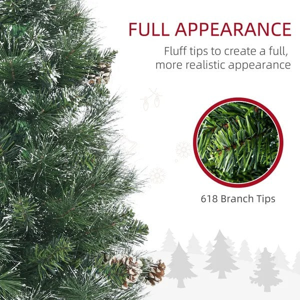6' Artificial Pencil Christmas Tree With Snow Frosted Branches, Auto Open, Steel Base EX-STOCK Canada 