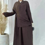 Plain Color Casual Lace Up Middle East Dubai Top And Skirt Suit Eid Abaya Jilbab Hijab Abaya for ArabWomen