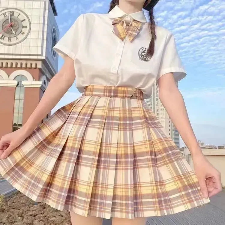 Student Jk Plaid Skirt Preppy Style Mini Pleated  Kilt Skirt - EX-STOCK CANADA