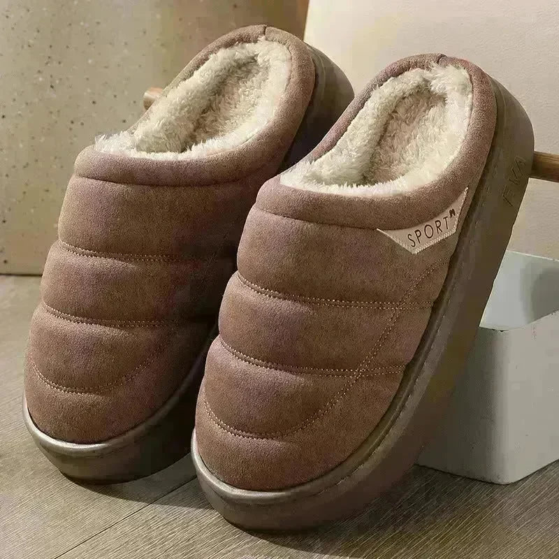 Fashion Solid Plush Slipper Winter Warm Indoor Floor Bedroom Home Slippers For Couple Thick-soled House Shoes Women Men - EX-STOCK CANADA