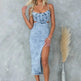 Women's Fashion Personalized Sleeveless Sling Denim Split Midi fitted Dress - EX-STOCK CANADA