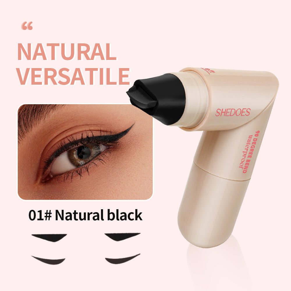 Eyebrow grooming tool with 'SHEDOES' branding and an eye with a black eyebrow pencil, labeled '01# Natural black'.